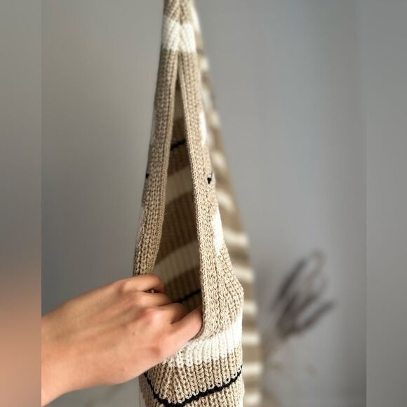 Zara Knit Fringed Striped Poncho New XS-S - Picture 3 of 6